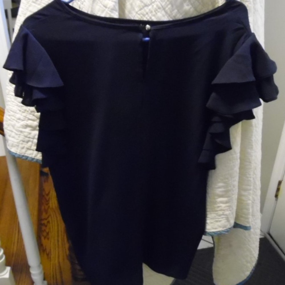 NY&Co. Ruffled Navy Top - Picture 3 of 3